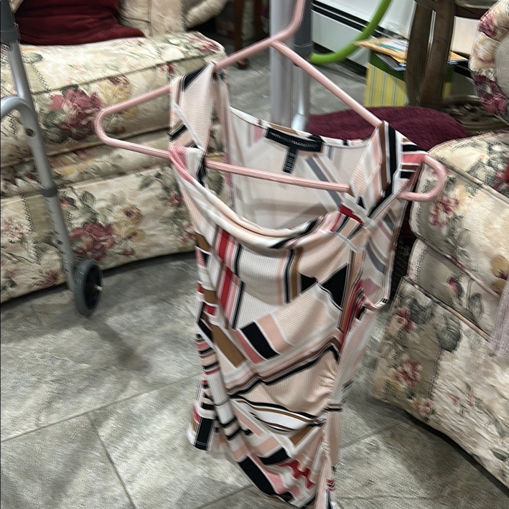 White House Black Market Black and Pink One Shoulder Bodycon Dress